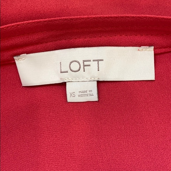Loft Square Neck 3/4 Sleeve Top in Red XS - Picture 4 of 5